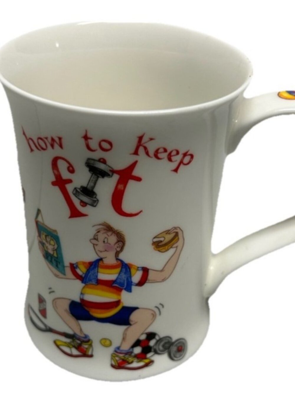 Dunoon Fine Bone China England Novelty Funny How To Keep Fit Mug Cup Gift